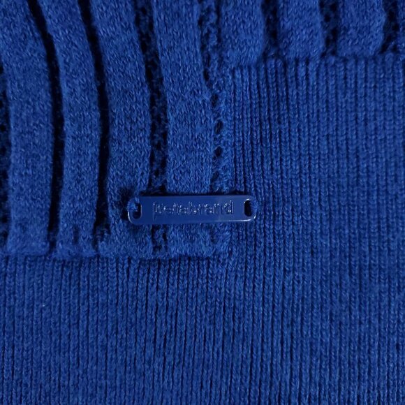 *Flaw Betabrand Seaside Jumper Womens Large Blue Knit Hooded Sweater Thumb Holes - Picture 7 of 12
